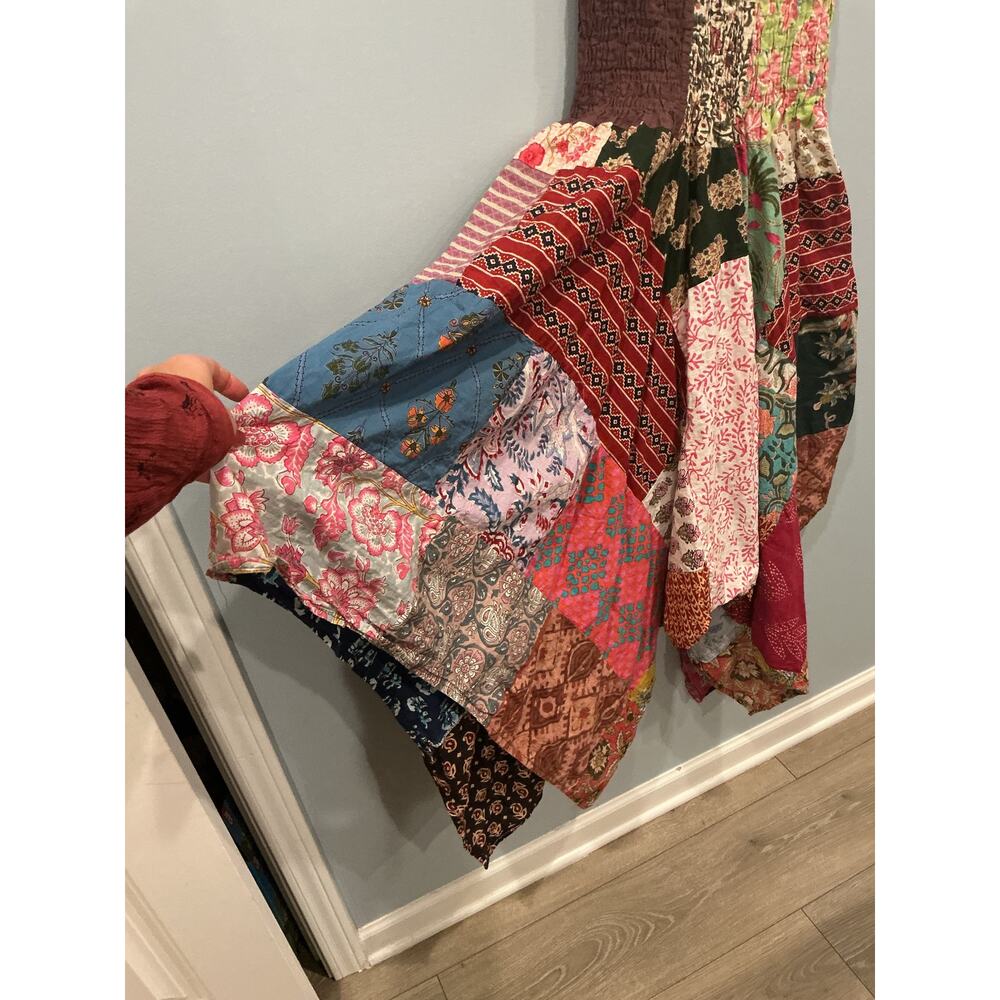 Womens Strapless Patchwork Dress Asymmetrical Hem… - image 7